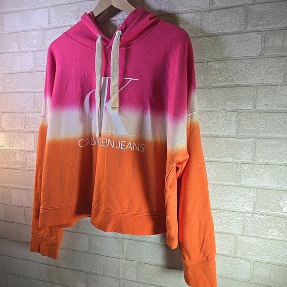 2 Calvin Klein Women Tie Dye Block Monogram Logo Cropped Hoodies Size XL & XXL - Picture 12 of 14